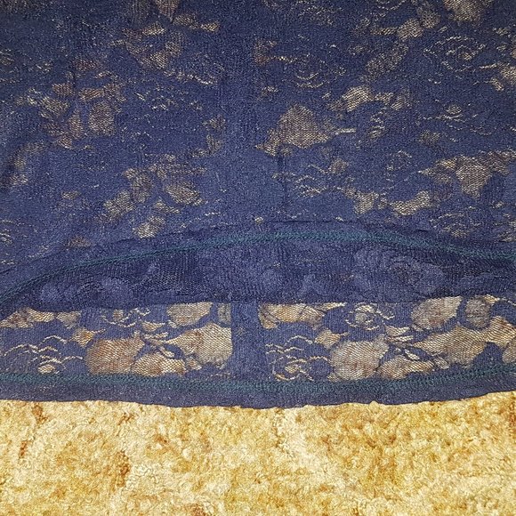 4/$20 Lace See through Blouse Shirt with Black Collar and Row of Buttons - Picture 4 of 6